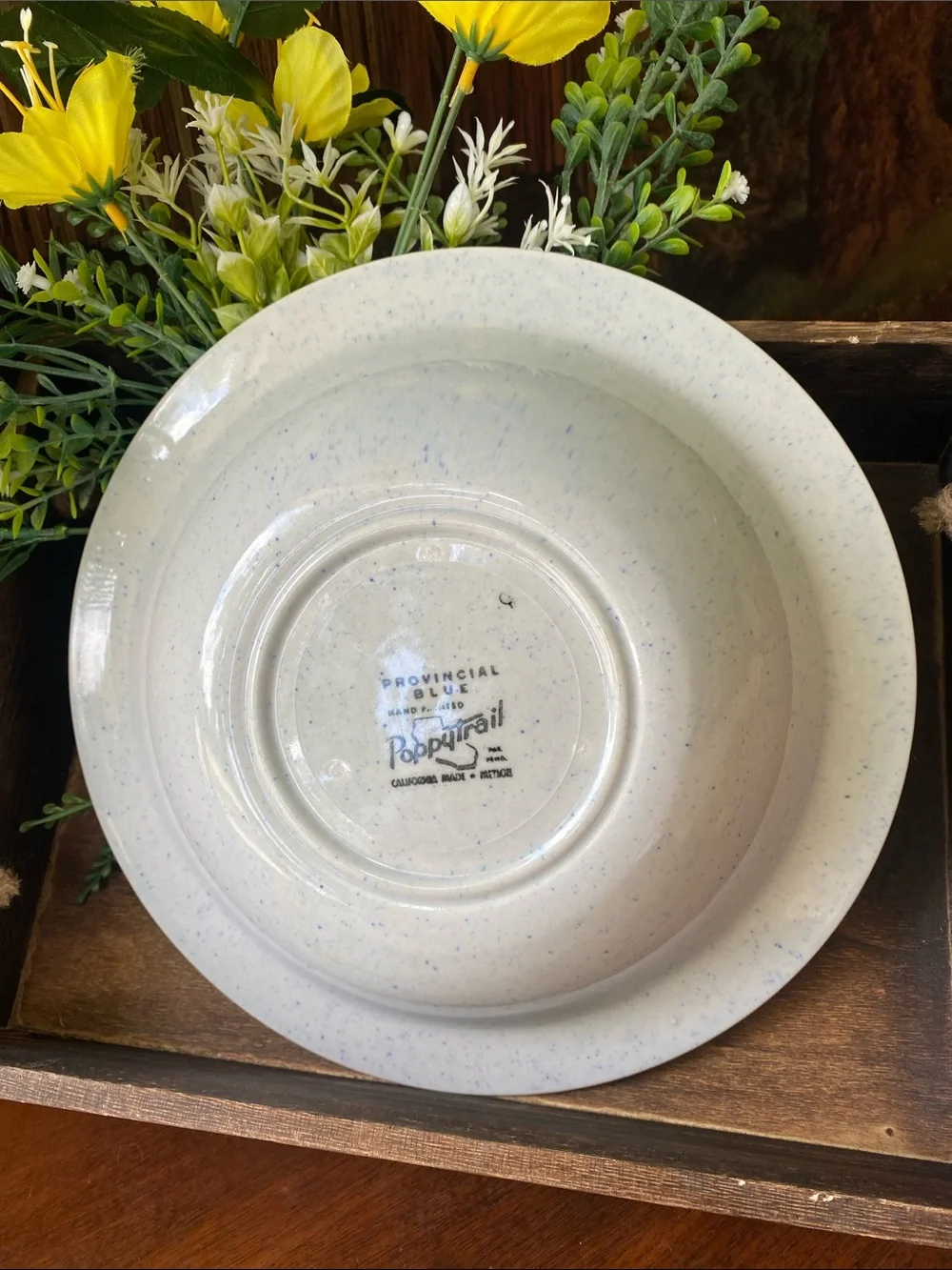 Vintage Metlox Poppytrail Provincial Blue/White Dinner Bowl Hand-Decorated Scene